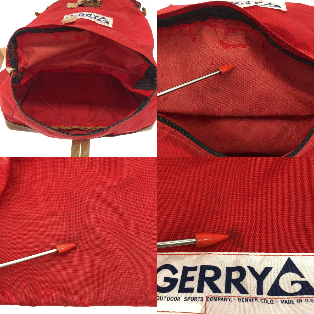 復古 / 復古服飾 | 80 年代復古 Gerry 雙層皮革背包，美國製造 | 紅色/棕色 | 男士