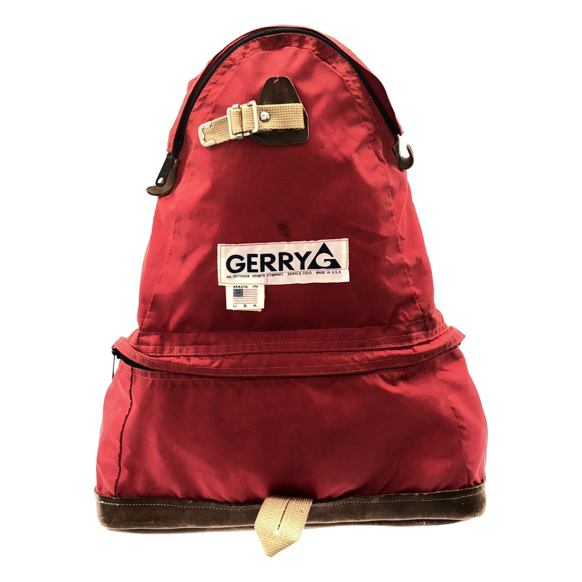 復古 / 復古服飾 | 80 年代復古 Gerry 雙層皮革背包，美國製造 | 紅色/棕色 | 男士