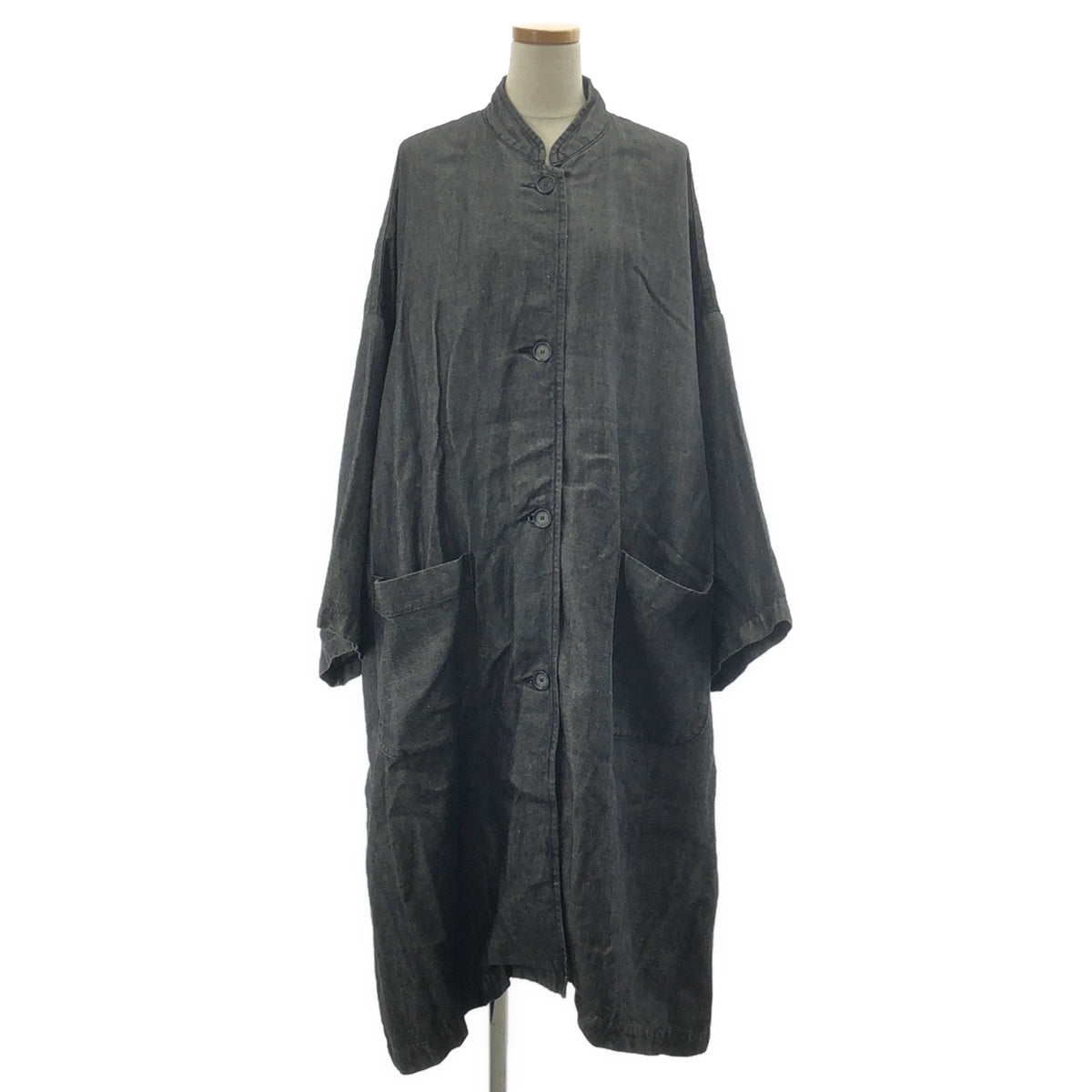 R&amp;D.M.Co / 올드맨즈 테일러 | 린넨 와이드 실루엣 롱 코트 | 블랙 |