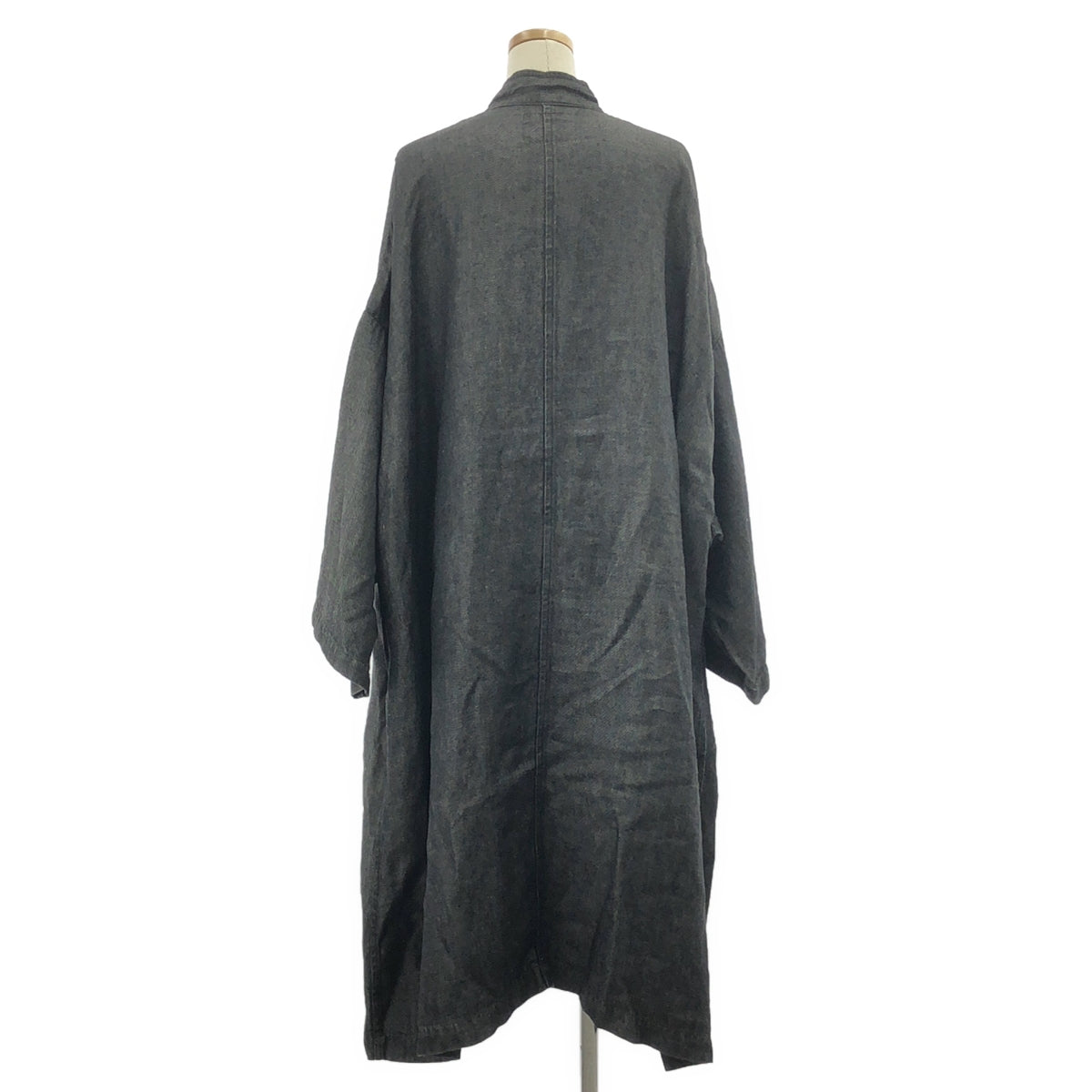 R&amp;D.M.Co / 올드맨즈 테일러 | 린넨 와이드 실루엣 롱 코트 | 블랙 |