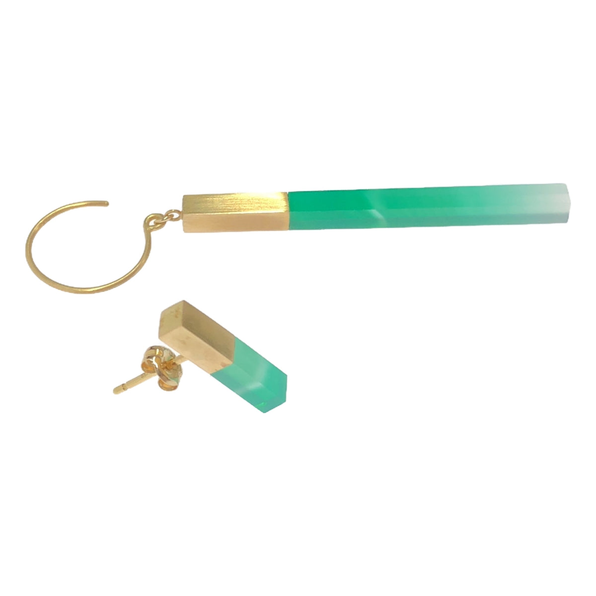 talkative / talkative | stick green chalcedony earrings / set |