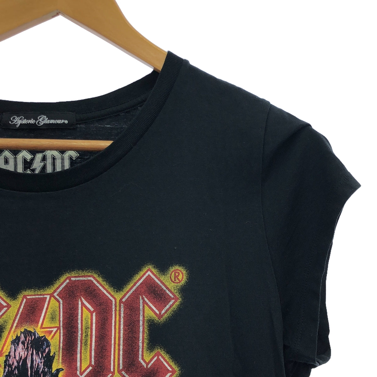 HYSTERIC GLAMOUR / 히스테릭 글래머 | × ACDC ROCK TEE / 락 프린트 T 셔츠 컷소우 | F | black |