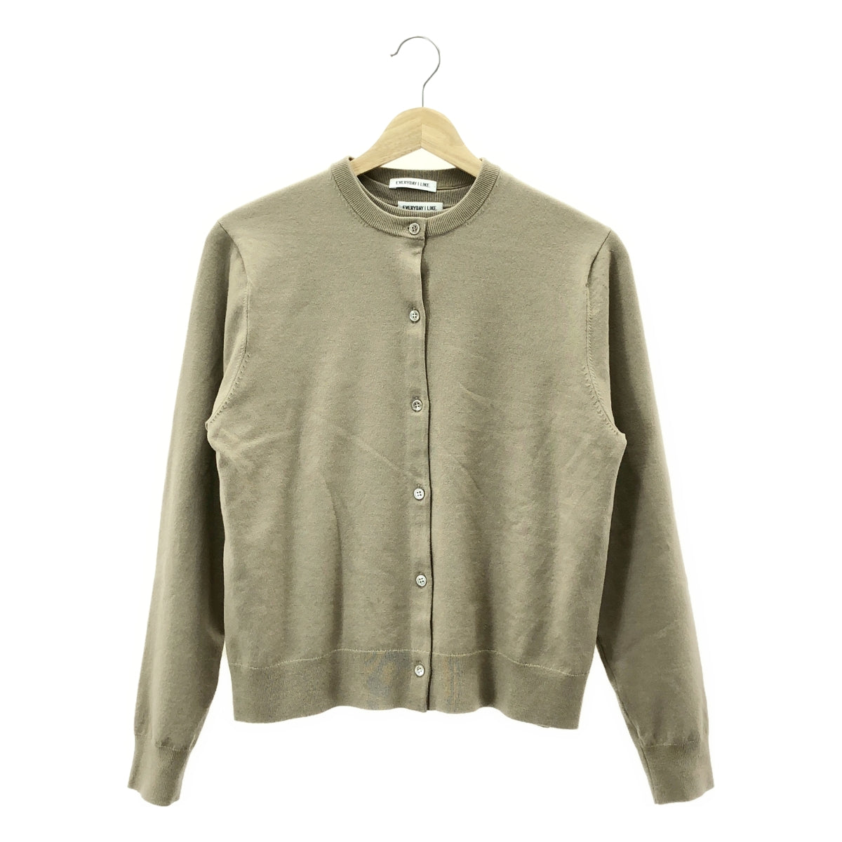 [品相良好] MUSE de Deuxieme Classe | 2023秋冬 |套裝 / 彈性羊毛圓領開襟衫套頭針織衫 | F |米色 |女性的