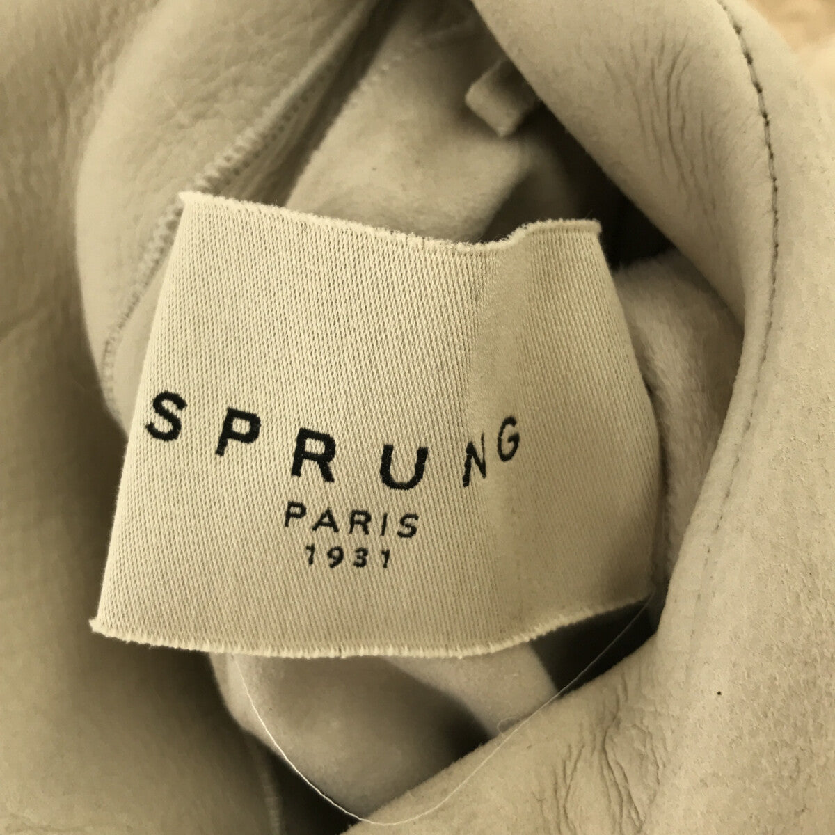 SPRUNG FRERES | Reversible shawl collar shearling coat with belt | XXS | Off-white / Light grey | Women's