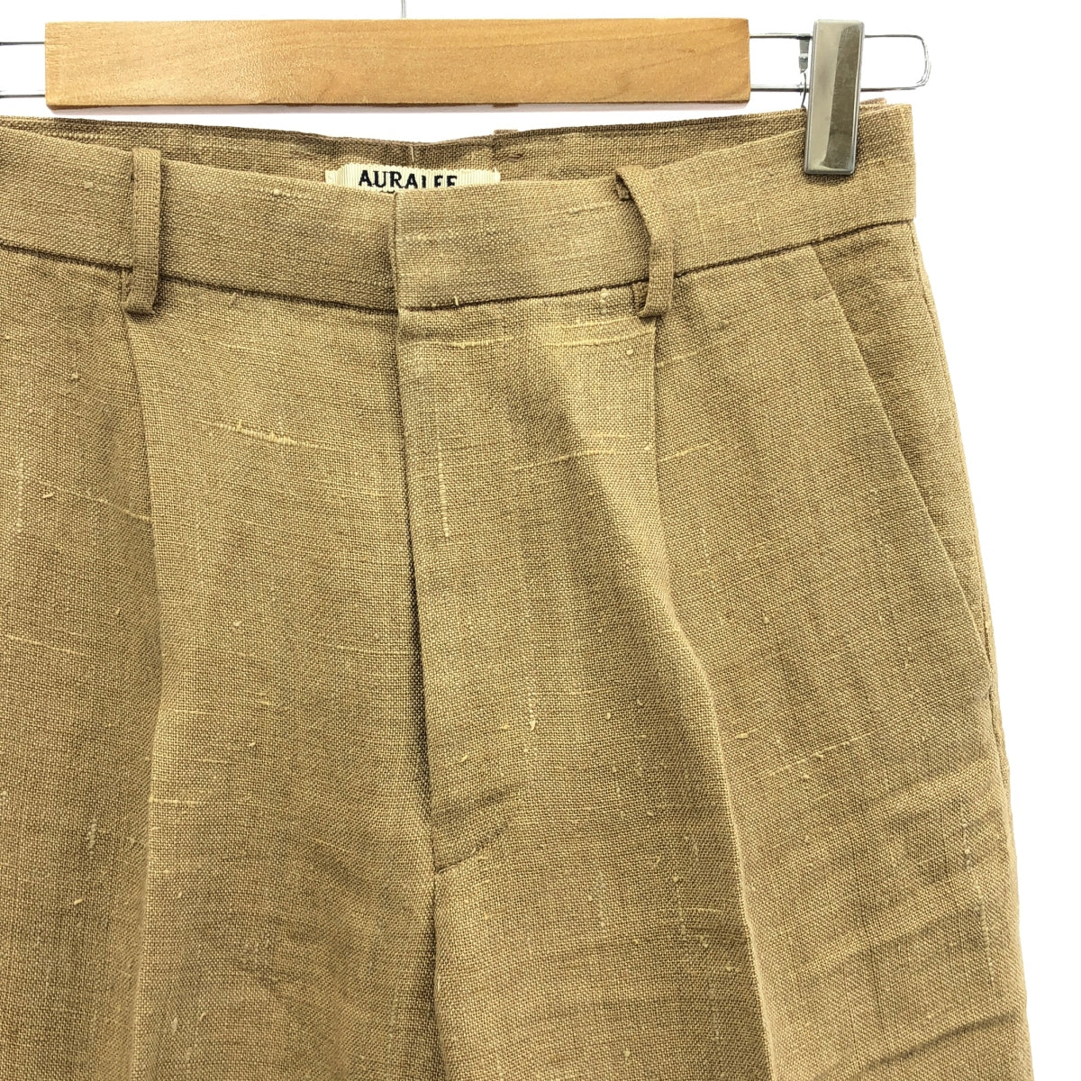 AURALEE | LINEN SILK SUMMER TWEED SLACKS PANTS | 0 | Beige | Women's