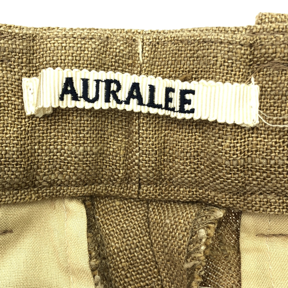 AURALEE | LINEN SILK SUMMER TWEED SLACKS PANTS | 0 | Beige | Women's