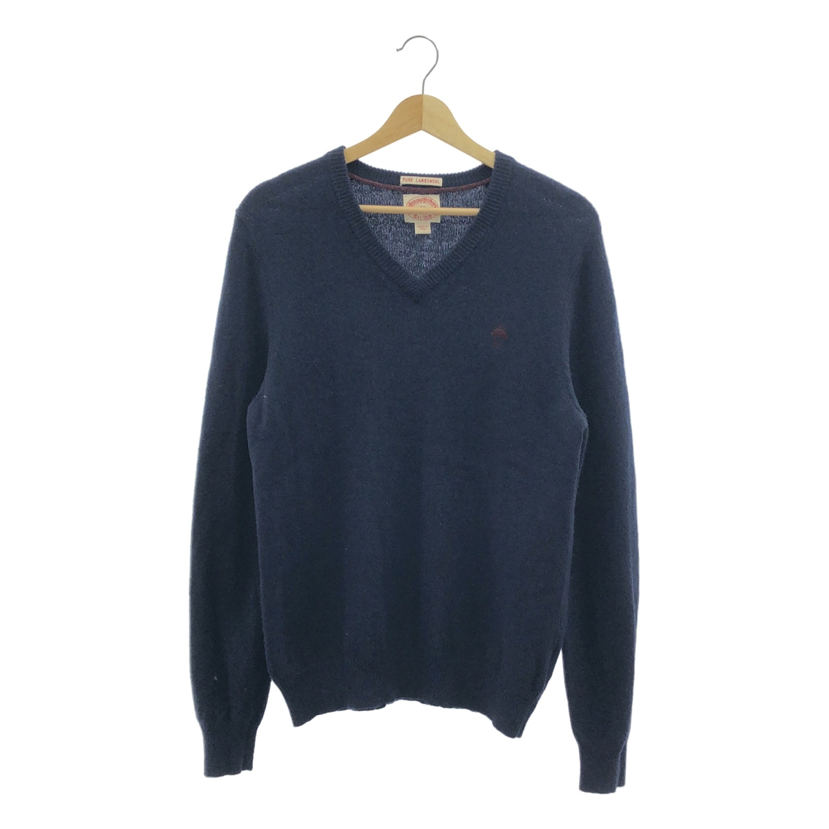 BROOKS BROTHERS / 브룩스 브라더스 | PURE LAMBSWOOL / 원포인트 로고 니트 스웨터 | M | 다크 네이비 | 남성
