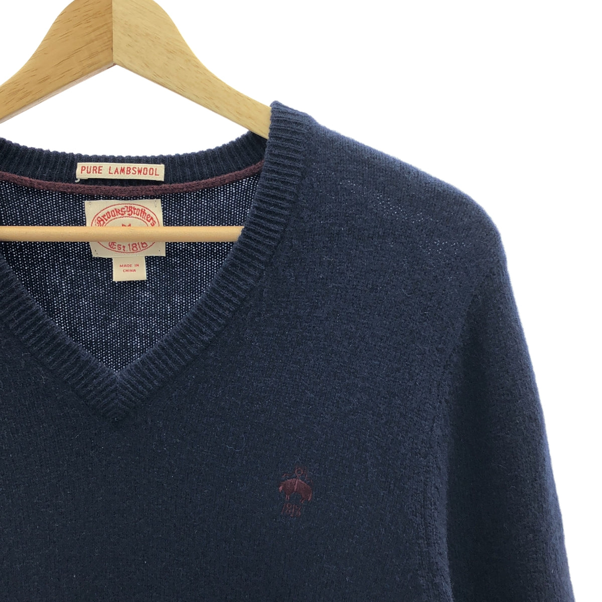 BROOKS BROTHERS / 브룩스 브라더스 | PURE LAMBSWOOL / 원포인트 로고 니트 스웨터 | M | 다크 네이비 | 남성