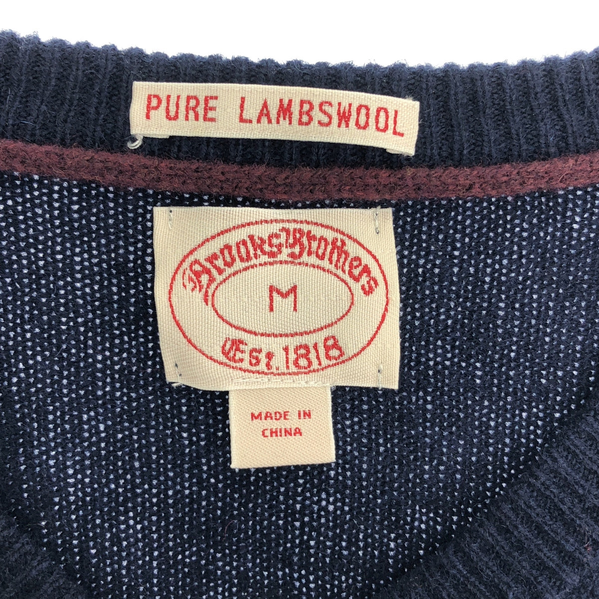 BROOKS BROTHERS / 브룩스 브라더스 | PURE LAMBSWOOL / 원포인트 로고 니트 스웨터 | M | 다크 네이비 | 남성