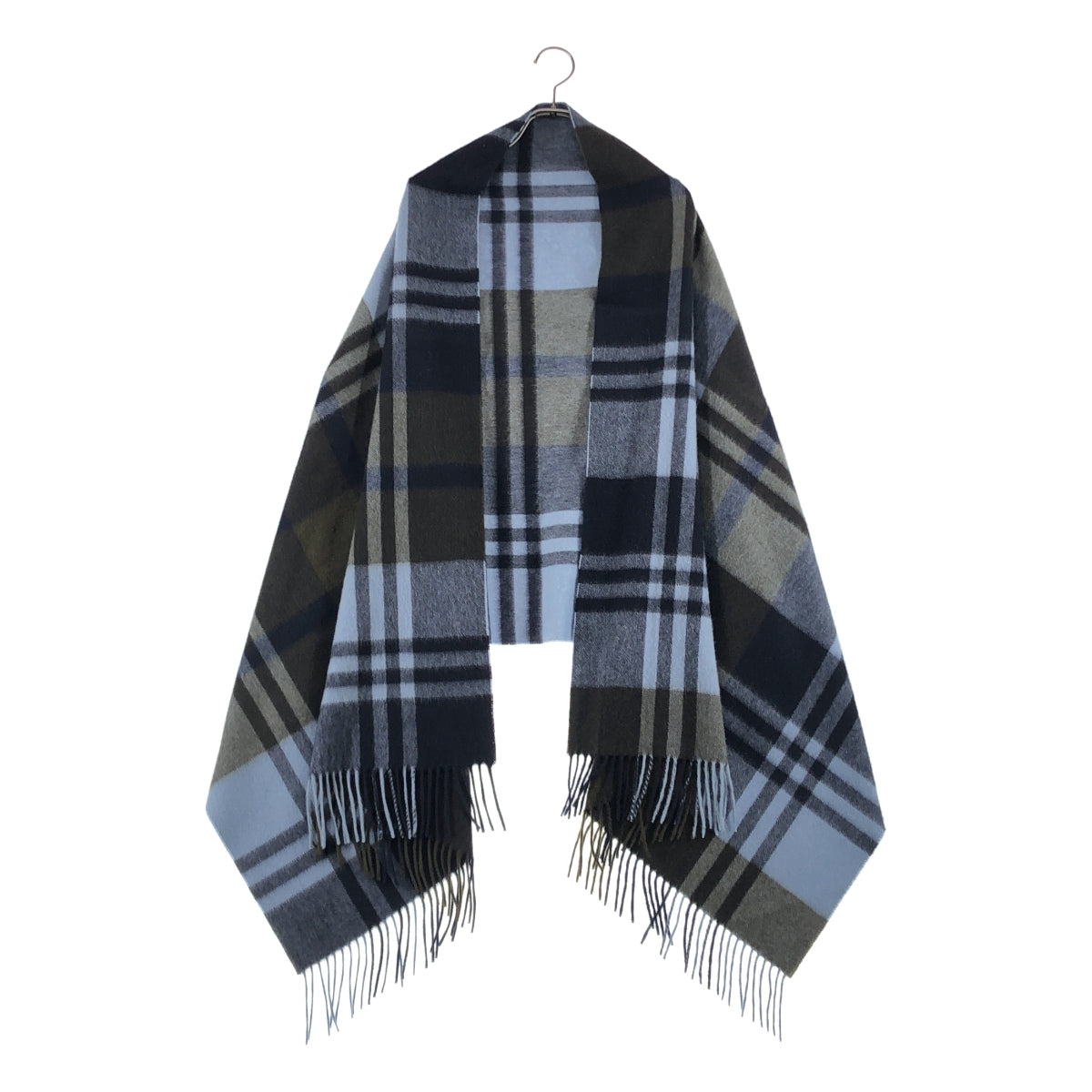 JOSHUA ELLIS / ジョシュアエリス | カシミヤ チェック 大判 フリンジ ストール マフラー |
