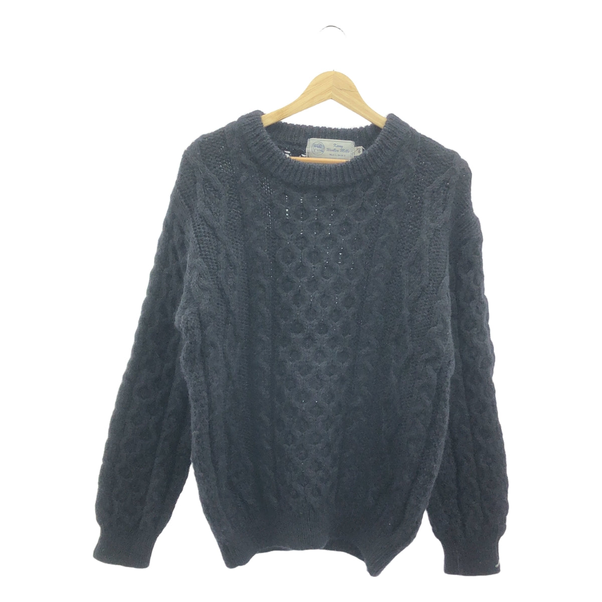 KERRY WOOLLEN MILLS | 羊毛阿蘭麻花針織套頭衫 | 40碼 | 深海軍藍 | 男款