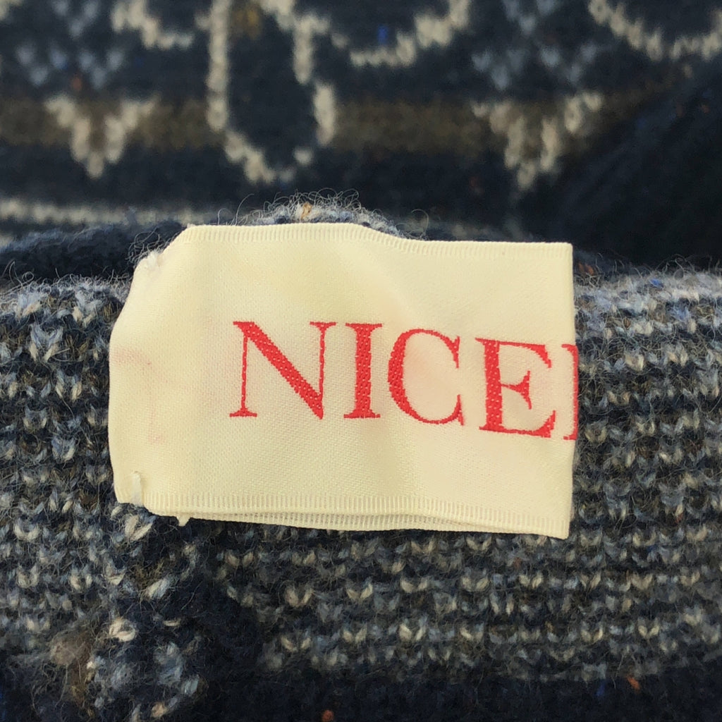 NICENESS | 2022秋冬 | 羊絨半指提花針織保暖手套 | 海軍藍 | 男款