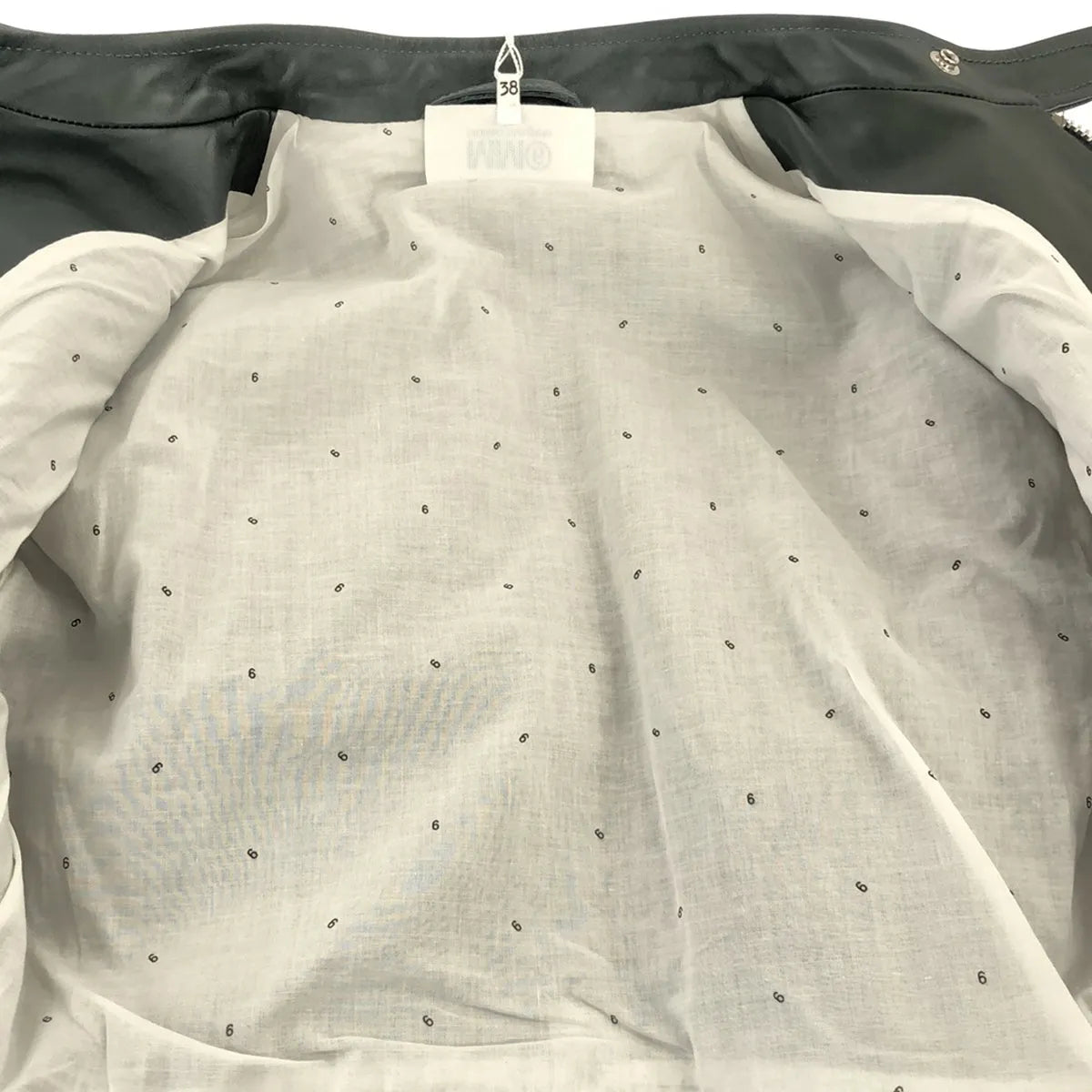 【신품】 MM6 Maison Margiela / 엠엠 식스 메종 마르젤라 | 2022SS | 하자 소 가죽 카우레자 싱글 라이더스 재킷 | 38 | 다크 그린 | 여성