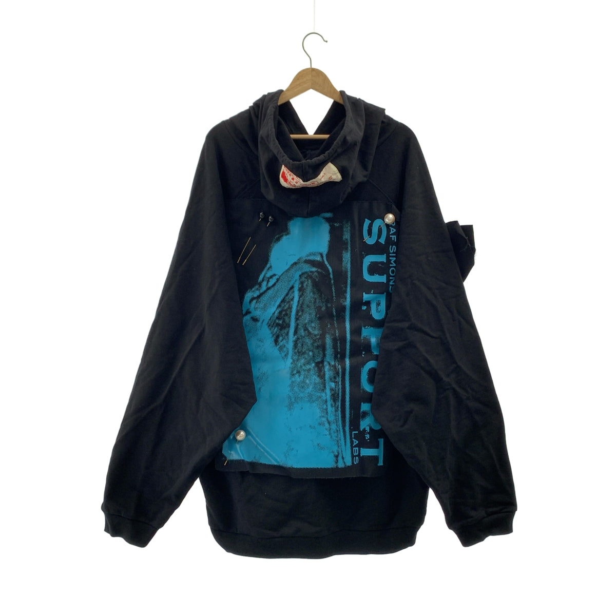 RAF SIMONS / 거친 시몬스 | 2020SS | oversized hoodie with patches &amp; pins 패치 &amp; 핀 오버 사이즈 후디 파커 | S |