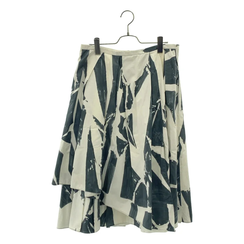 JIL SANDER NAVY / ジルサンダーネイビー | タック プリント ロングスカート | 44 | レディース