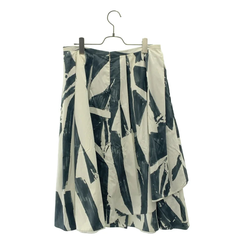 JIL SANDER NAVY / ジルサンダーネイビー | タック プリント ロングスカート | 44 | レディース