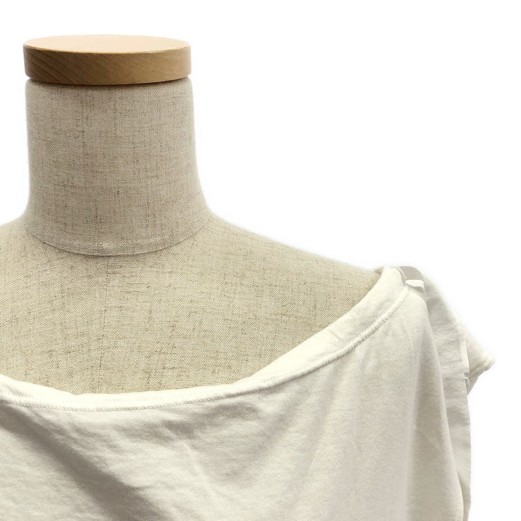 PRADA / 프라다 | 변형 백 로고 드로 스트링 슬릿 오버 컷 톱 | S | 화이트 | 여성