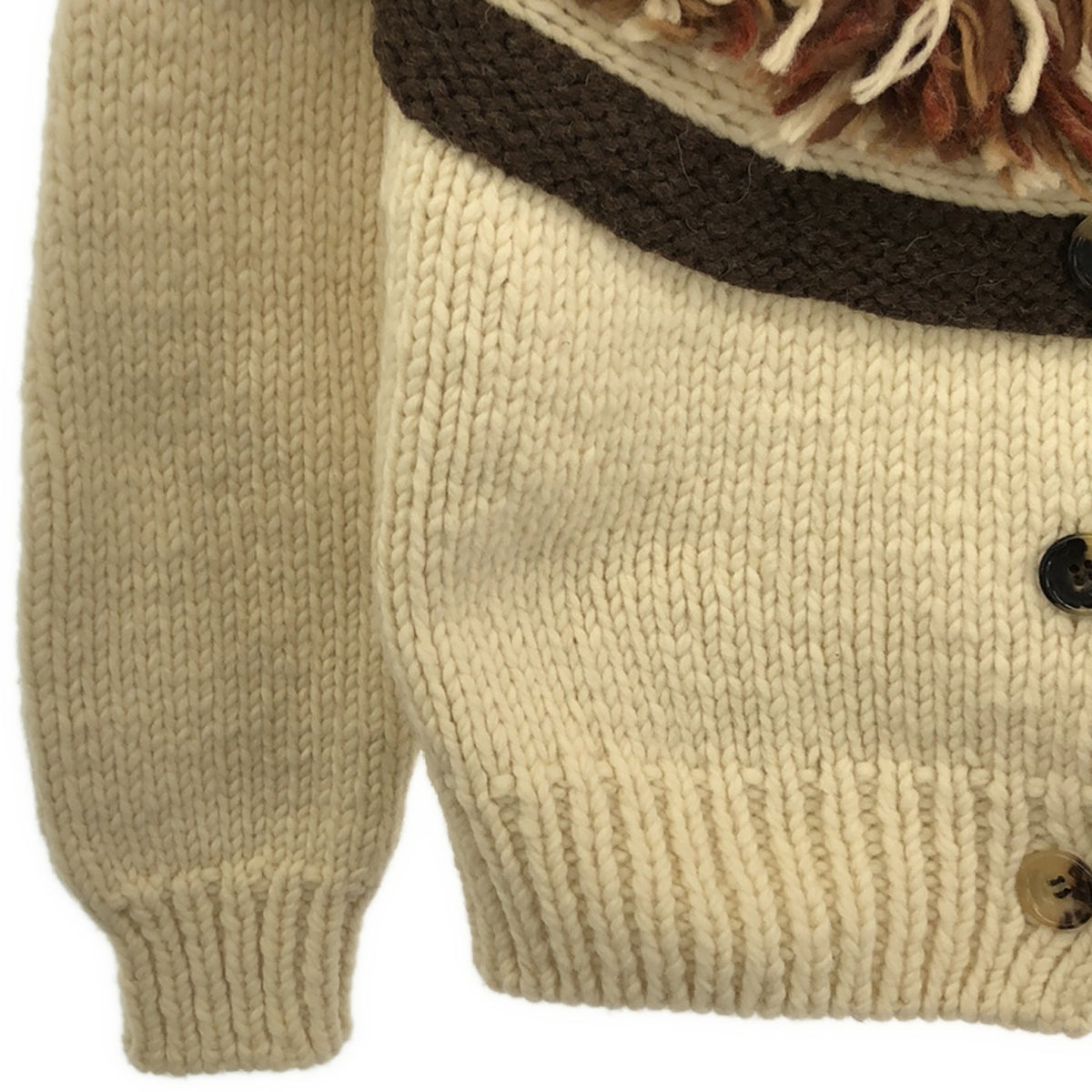 [新] NOWOS |羊毛北歐圖案 Cowichan 流蘇針織開襟衫夾克 | F |白色 |女性的