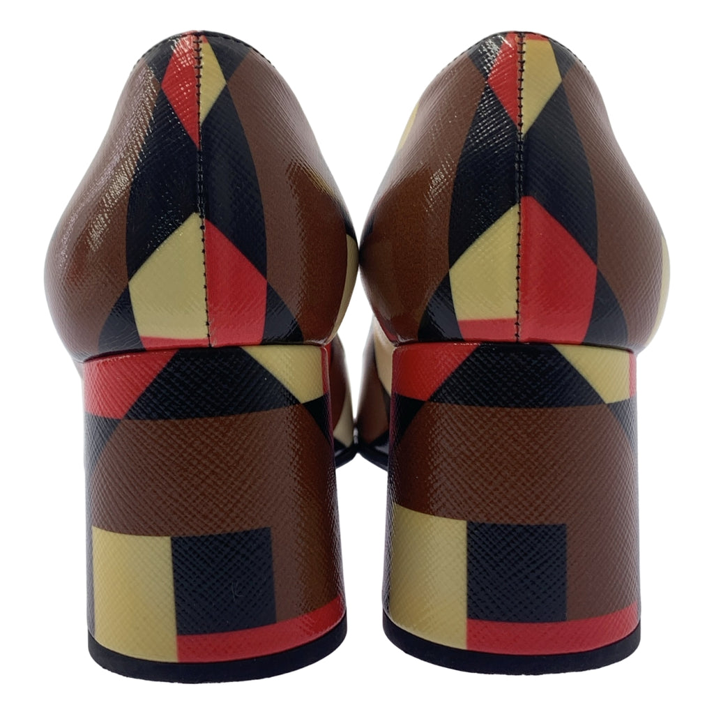 PRADA / プラダ | 幾何学模様 チャンキーヒール パンプス | 35 1/2 | マルチカラー | レディース