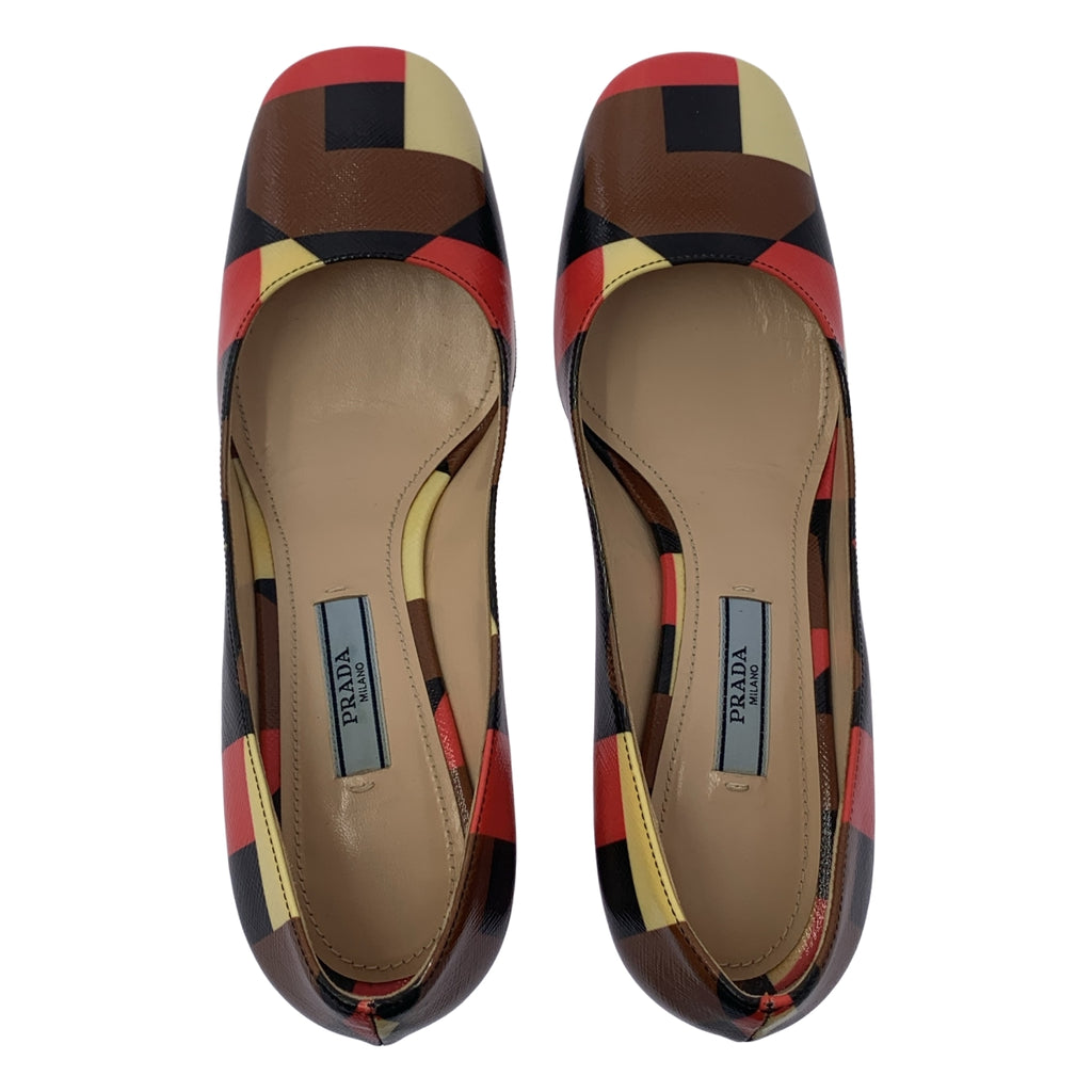 PRADA / プラダ | 幾何学模様 チャンキーヒール パンプス | 35 1/2 | マルチカラー | レディース