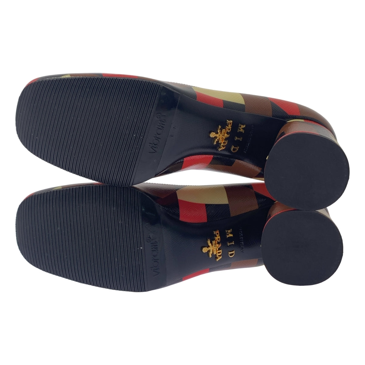 PRADA / プラダ | 幾何学模様 チャンキーヒール パンプス | 35 1/2 | マルチカラー | レディース