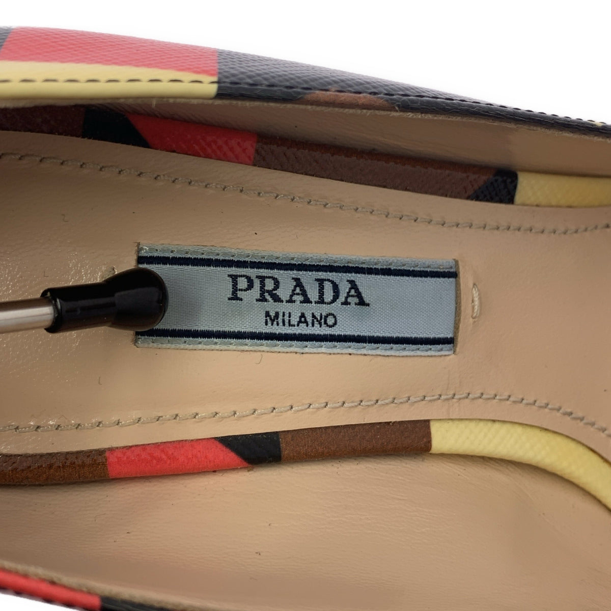 PRADA / プラダ | 幾何学模様 チャンキーヒール パンプス | 35 1/2 | マルチカラー | レディース
