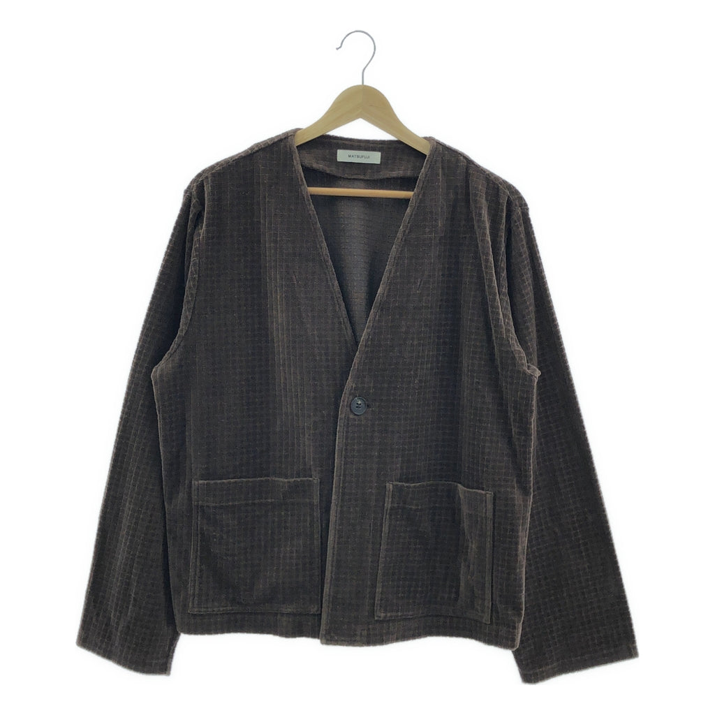 MATSUFUJI / 마츠후지 | 2023AW | Velor Block Check Jacquard Cardigan / 벨루어 블록 체크 자가드 가디건 | 2 | 맨즈
