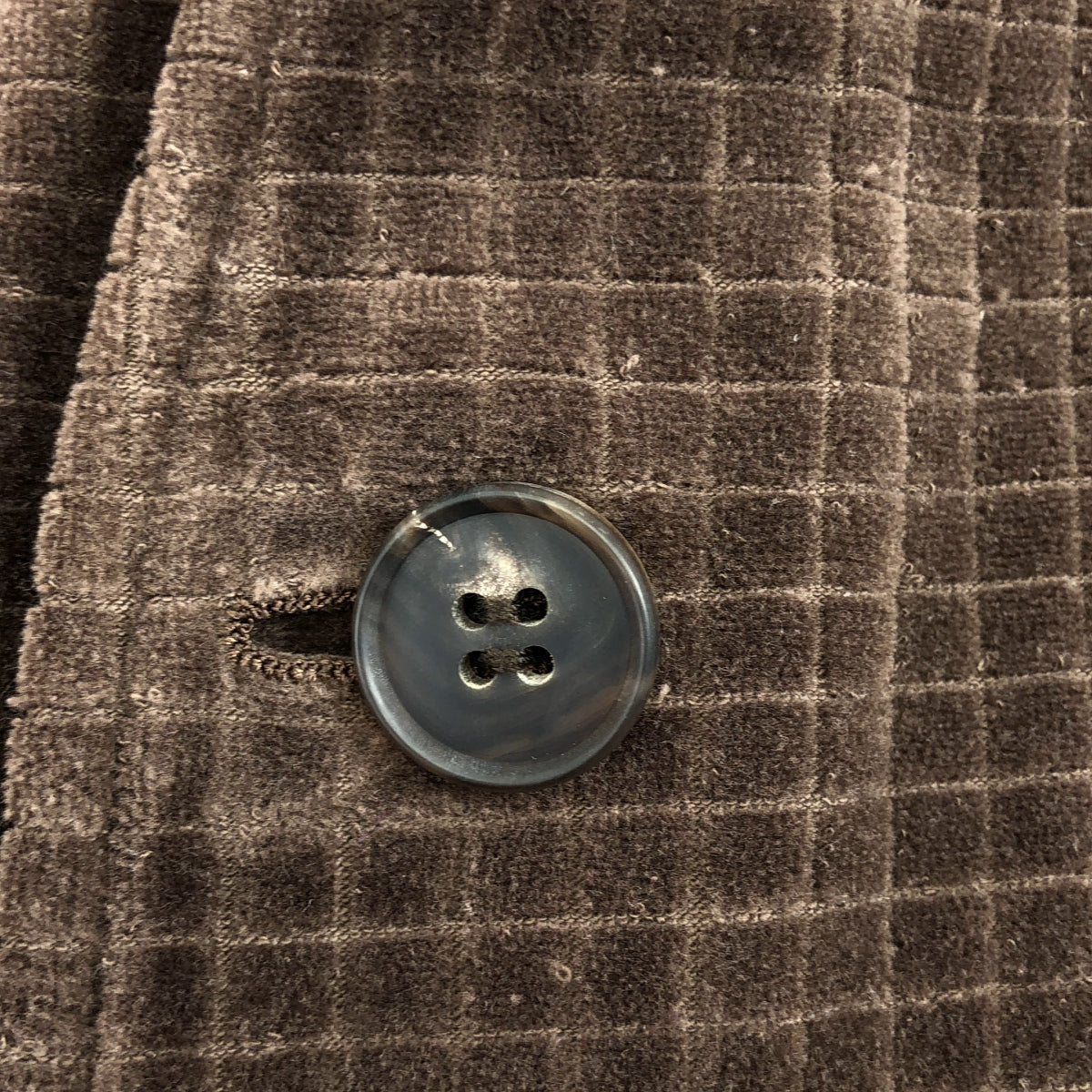 MATSUFUJI / マツフジ | 2023AW | Velor Block Check Jacquard Cardigan / ベロア ブロックチェック ジャガード カーディガン | 2 | ダークブラウン | メンズ