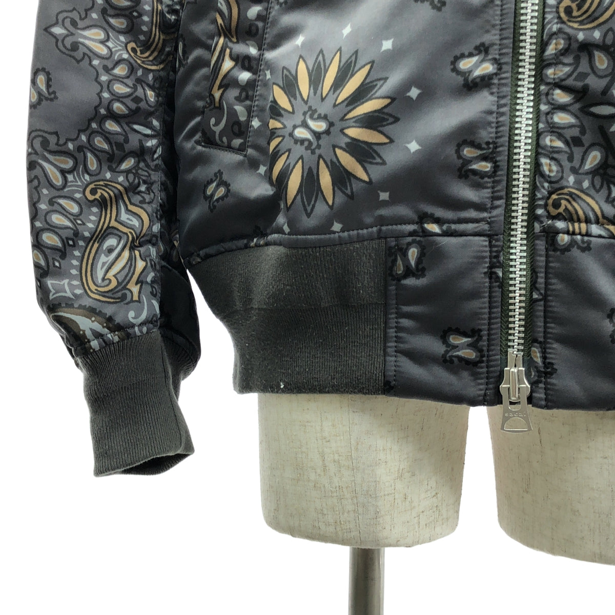 sacai / サカイ | Bandana Blouson MA-1 / 総柄 フライトジャケット ボンバー ブルゾン | 1 | グレー | メンズ