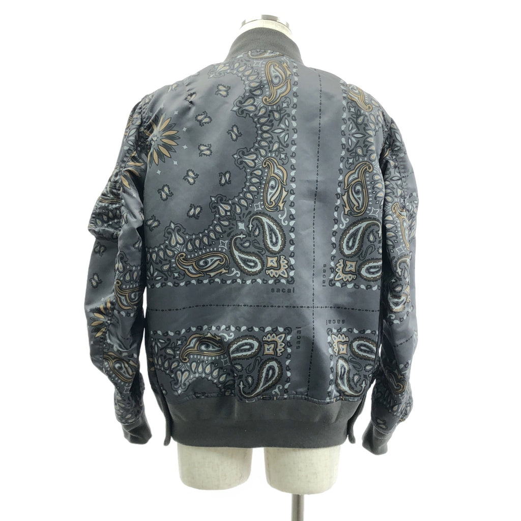 sacai / サカイ | Bandana Blouson MA-1 / 総柄 フライトジャケット ボンバー ブルゾン | 1 | グレー | メンズ