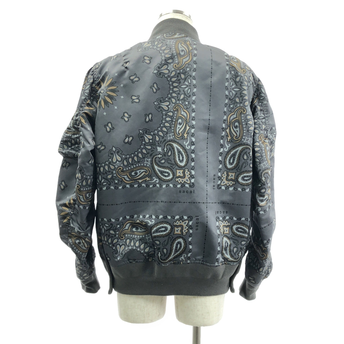 sacai / サカイ | Bandana Blouson MA-1 / 総柄 フライトジャケット ボンバー ブルゾン | 1 | グレー | メンズ