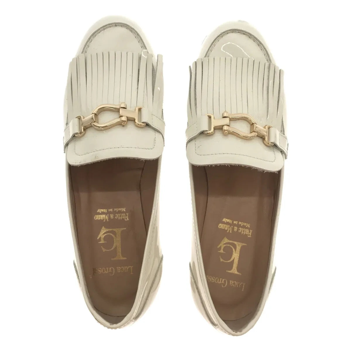 Luca Grossi / ルカグロッシ | フリンジ エナメル ローファー | 34 1/2 | ホワイト | レディース