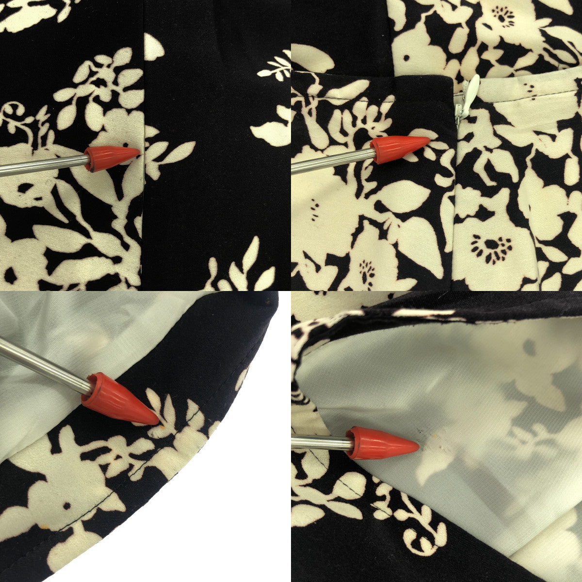 Tomoumi Ono / トモウミオノ | upside down プリント ドレープスカート | ダークブラウン/アイボリー | レディース