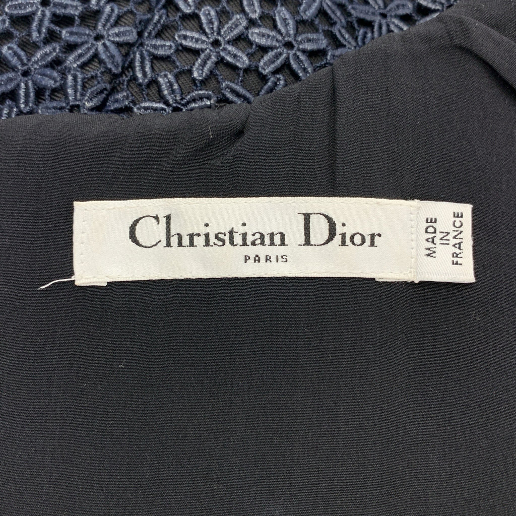 【미품】 Christian Dior / 크리스챤 디올 | 플라워 레이스 백 Zip 민소매 드레스 원피스 / 총 안감 | 38 | 블랙 / 네이비 | 여성
