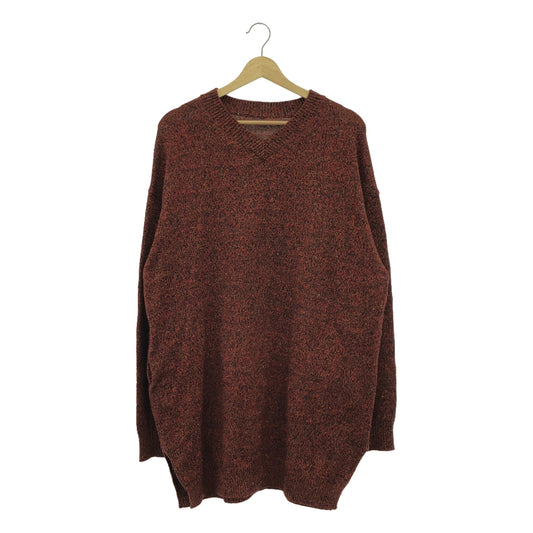 Crepuscule | LONG LENGTH LAME V-NECK KNIT / Mixed wool knit pullover | F | Bordeaux | Men's