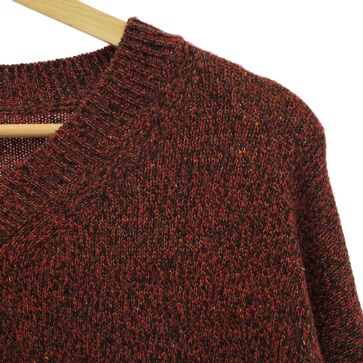 Crepuscule | LONG LENGTH LAME V-NECK KNIT / Mixed wool knit pullover | F | Bordeaux | Men's