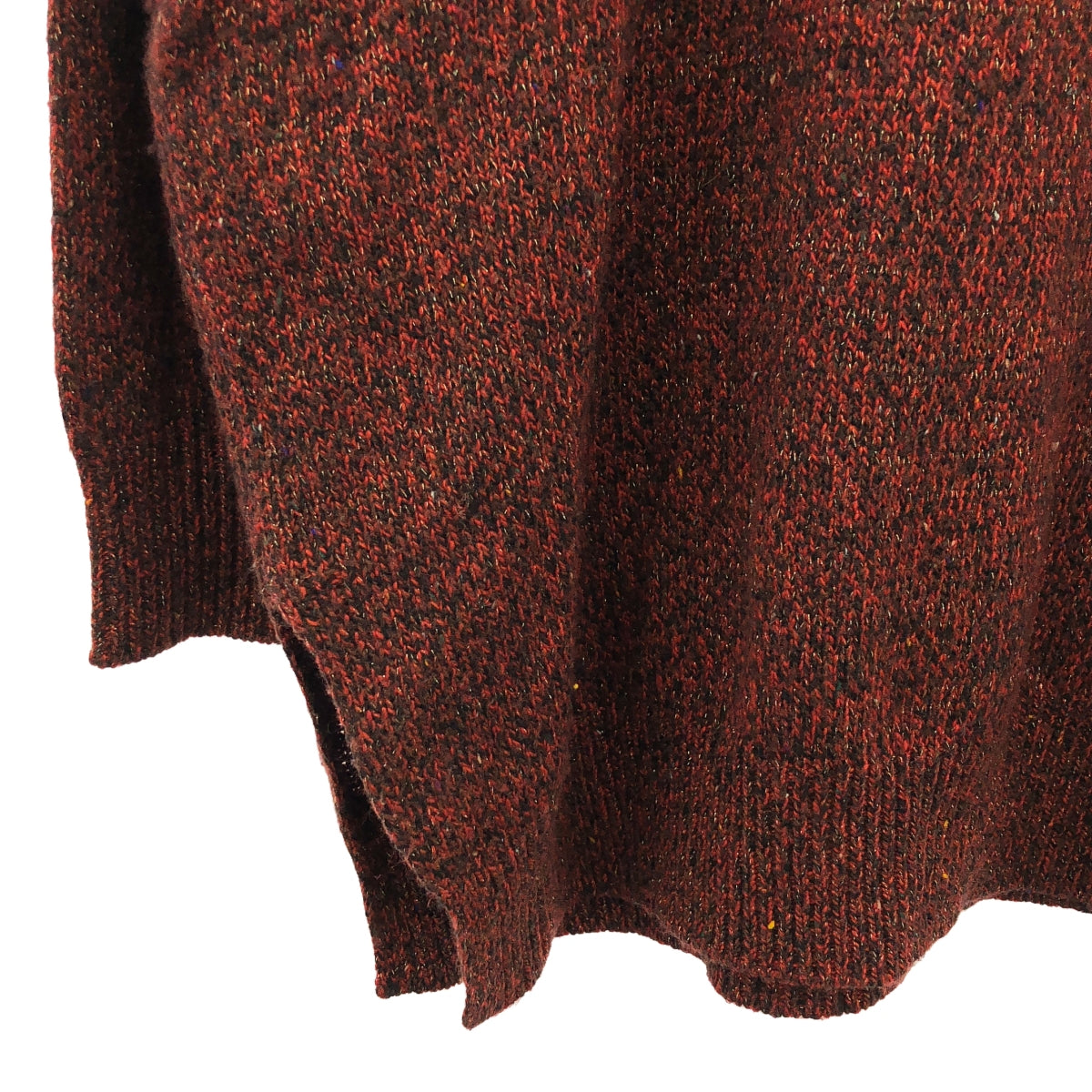 Crepuscule / クレプスキュール | LONG LENGTH LAME V-NECK KNIT / ミックスウール ニット プルオーバー | F | ボルドー系 | メンズ