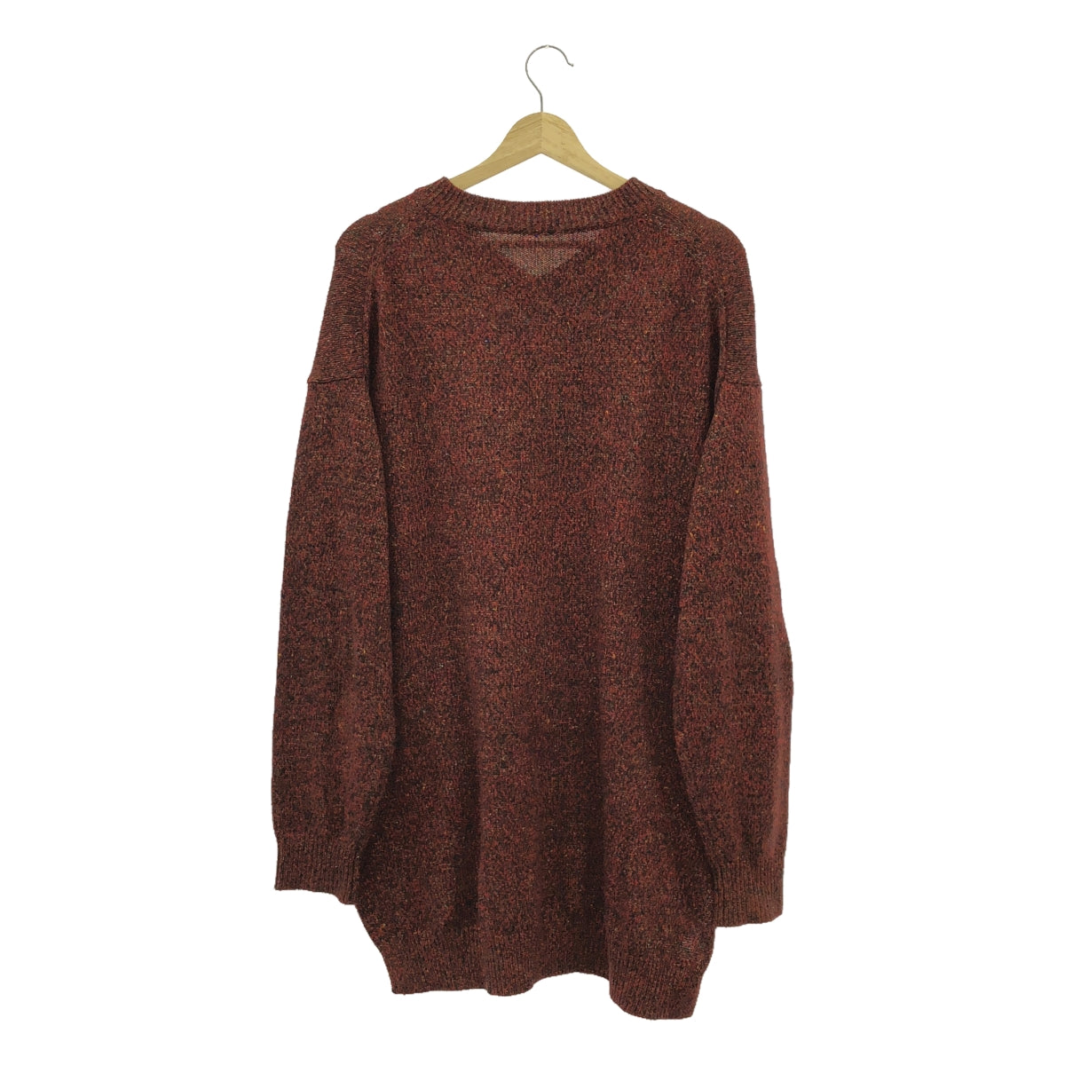 Crepuscule | LONG LENGTH LAME V-NECK KNIT / Mixed wool knit pullover | F | Bordeaux | Men's