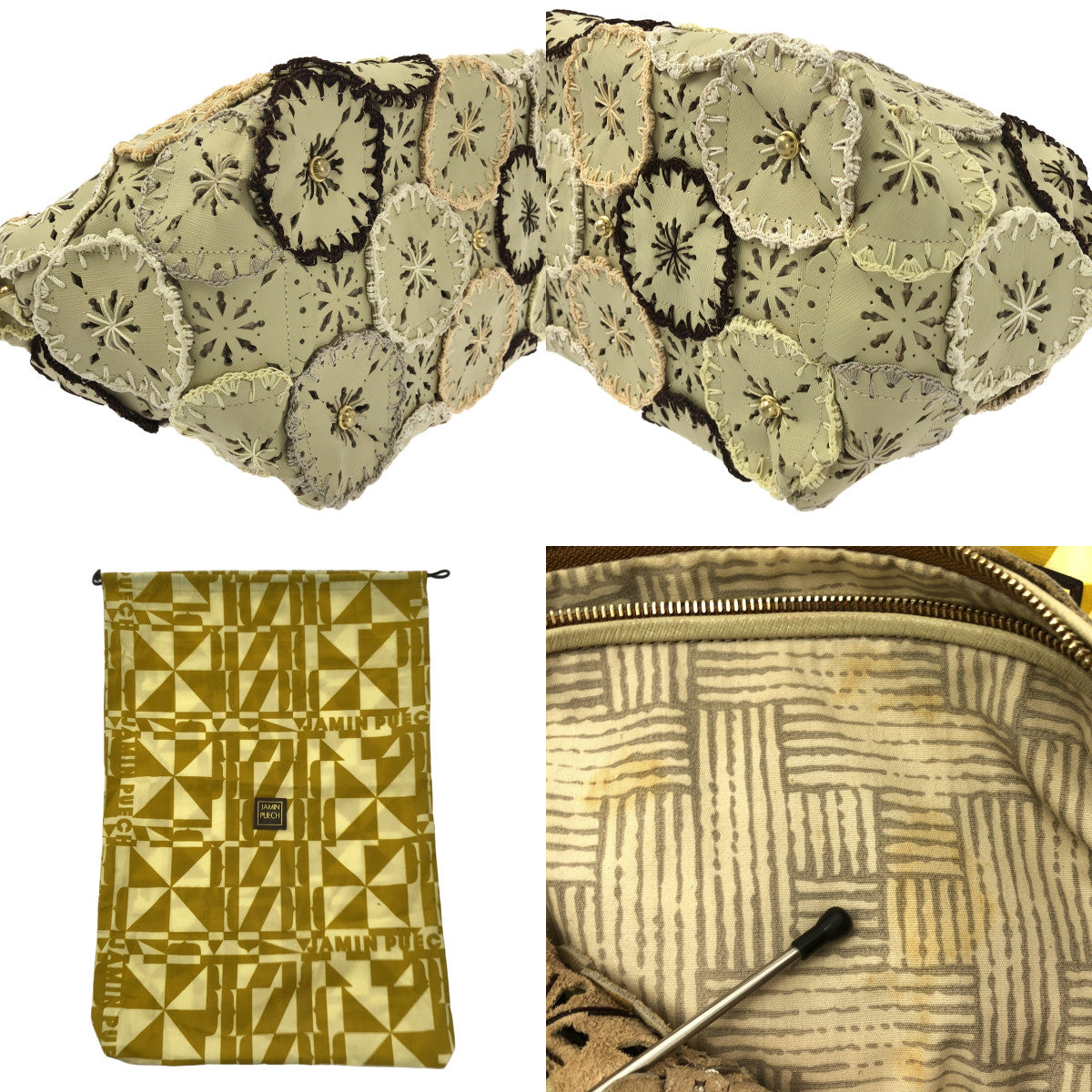 JAMIN PUECH / 자만 피에쉬 | 가죽 장식 핸드 토트 백 |