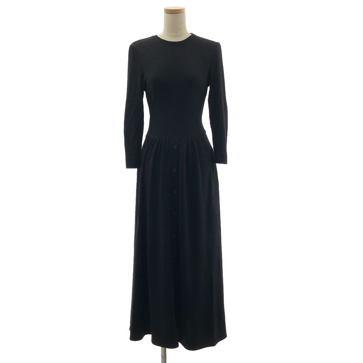 BORDERS at BALCONY / ボーダーズアットバルコニー | JERSEY MAXI DRESS ウール エルボーパッチ ワンピース | 36 |