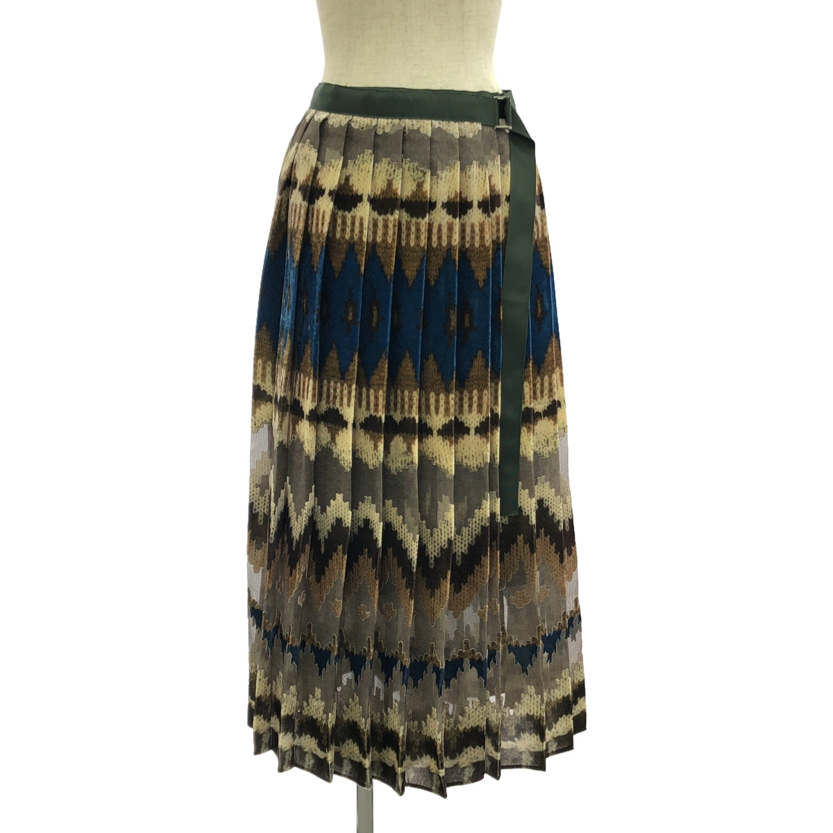 [Good Condition] sacai | All-over print belted pleated wrap skirt | 1 | Multicolor | Women's