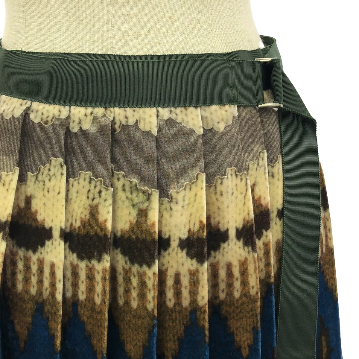 [Good Condition] sacai | All-over print belted pleated wrap skirt | 1 | Multicolor | Women's