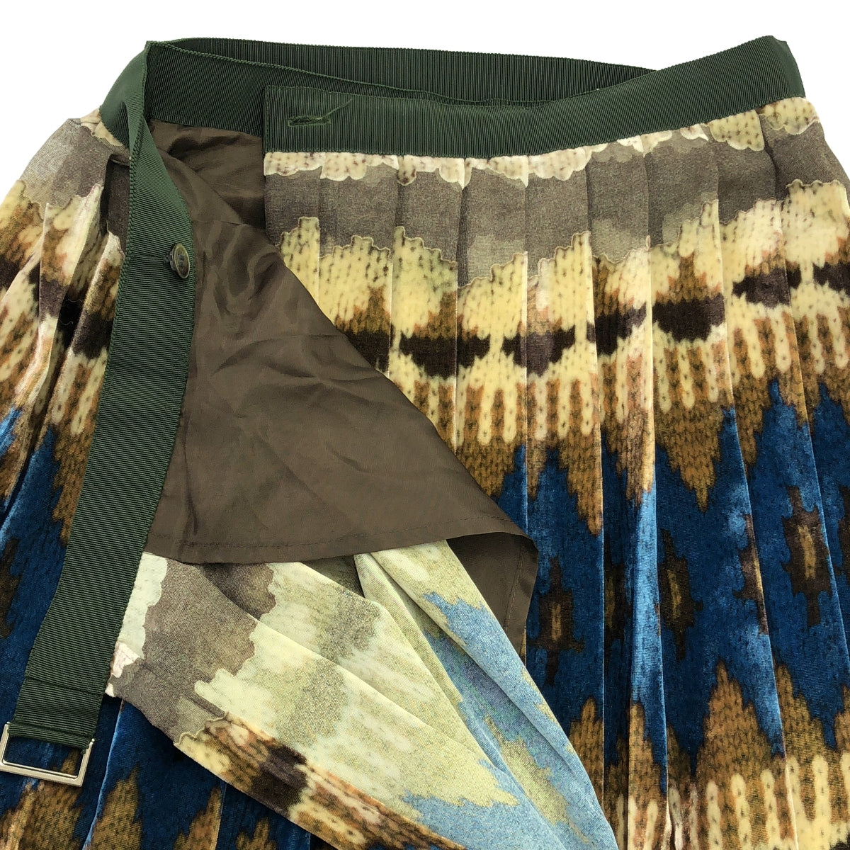 [Good Condition] sacai | All-over print belted pleated wrap skirt | 1 | Multicolor | Women's