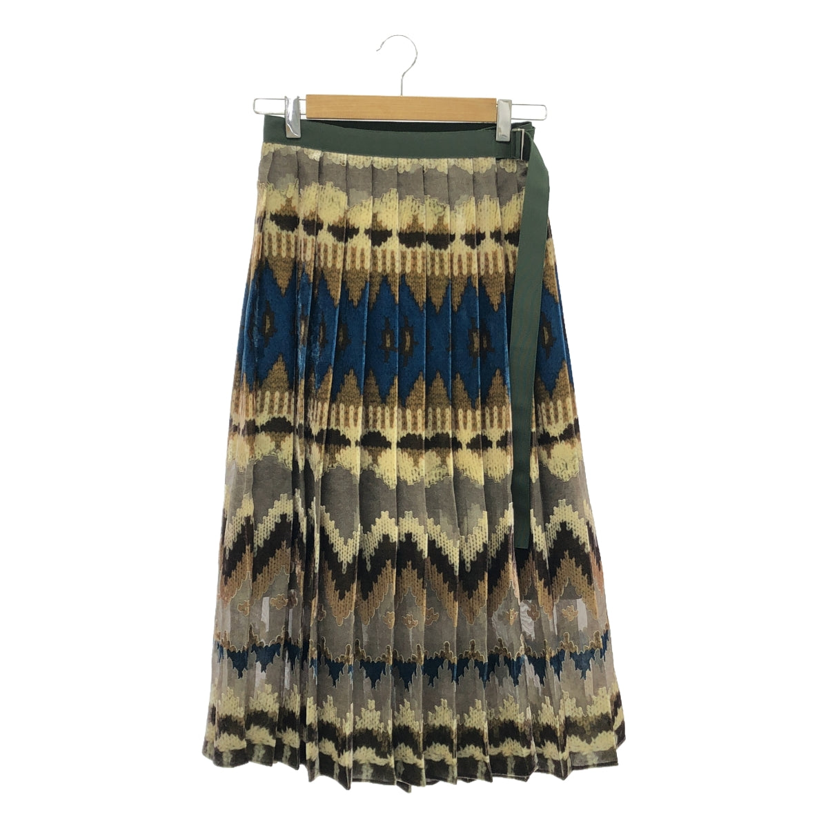 [Good Condition] sacai | All-over print belted pleated wrap skirt | 1 | Multicolor | Women's