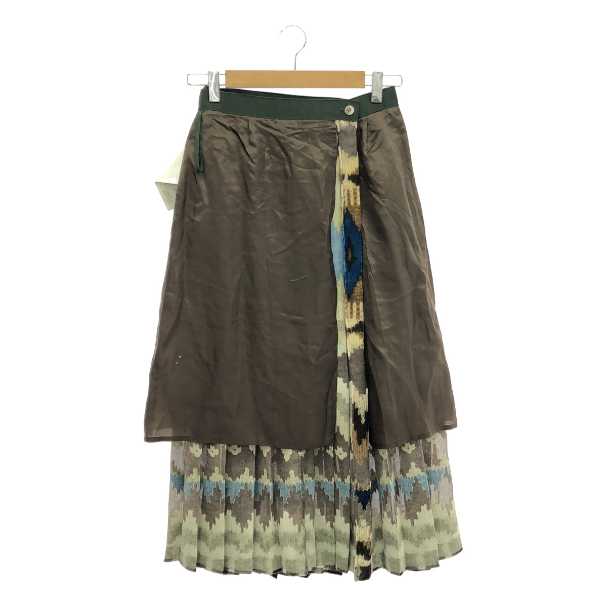 [Good Condition] sacai | All-over print belted pleated wrap skirt | 1 | Multicolor | Women's