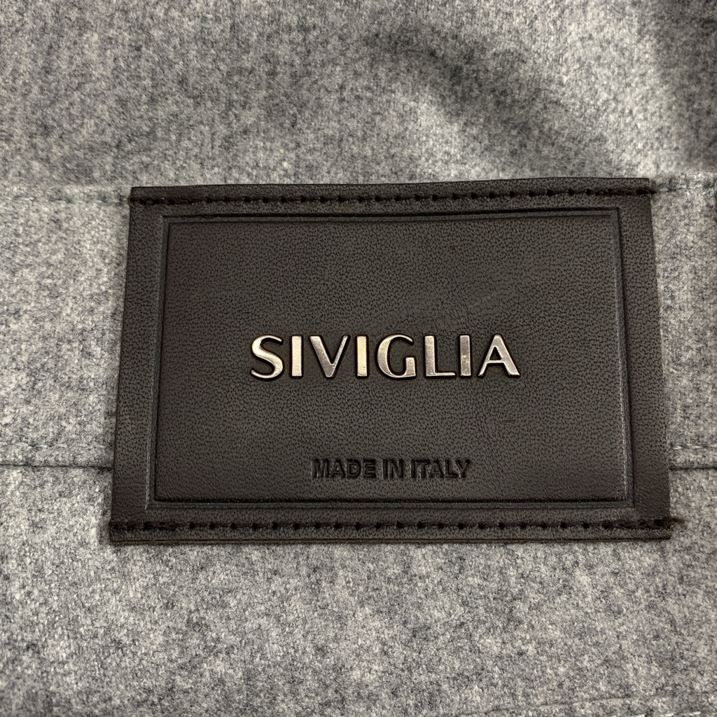 SIVIGLIA / シビリア | ウール ロゴレザーパッチ スラックス パンツ | 29 | メンズ