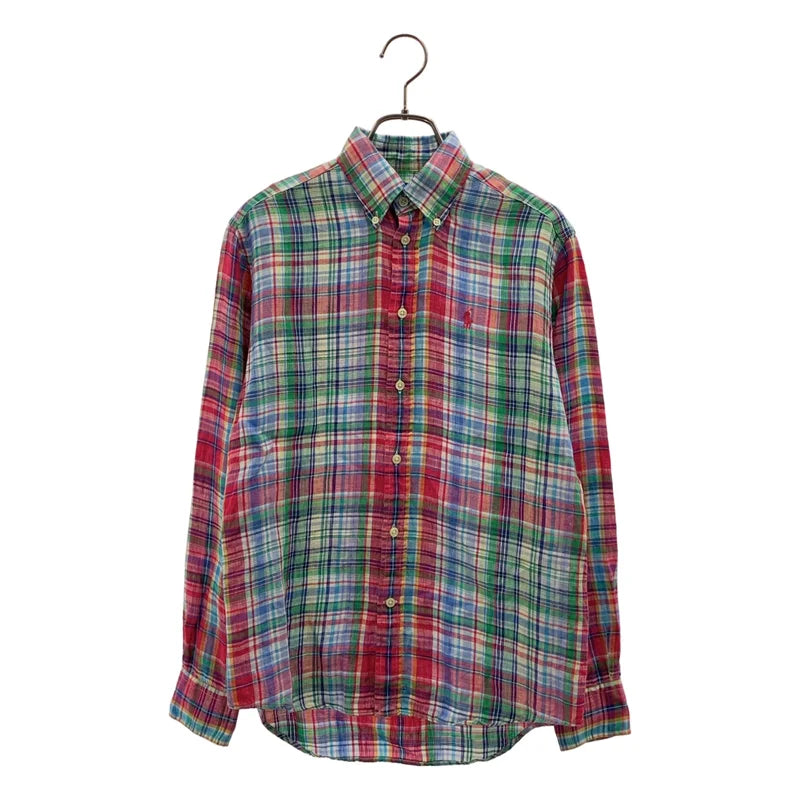 RALPH LAUREN / ラルフローレン | リネン ポニーエンブロイダリー マドラスチェック シャツ | 4 | レディース