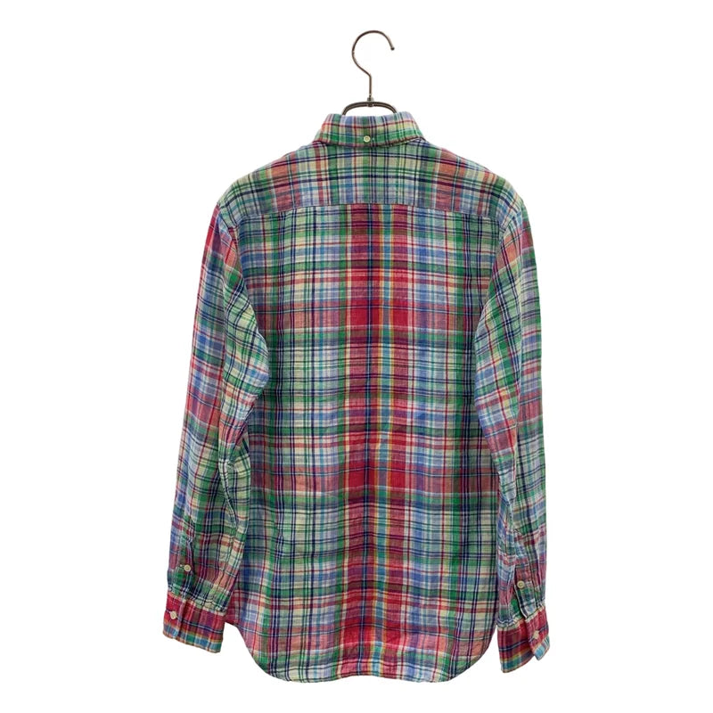 RALPH LAUREN / ラルフローレン | リネン ポニーエンブロイダリー マドラスチェック シャツ | 4 | レディース