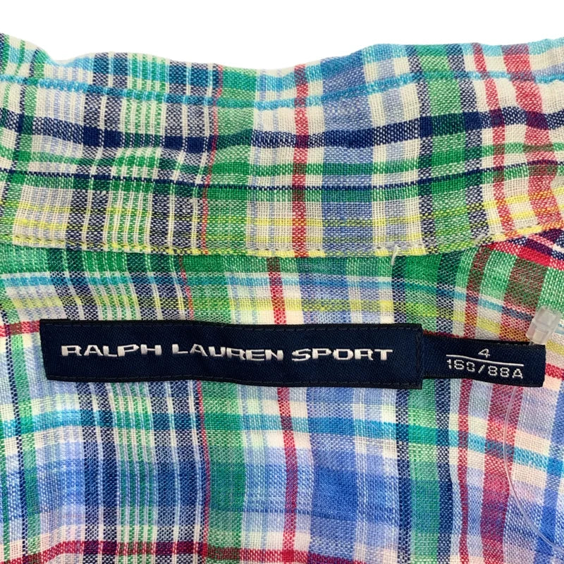 RALPH LAUREN / ラルフローレン | リネン ポニーエンブロイダリー マドラスチェック シャツ | 4 | レディース