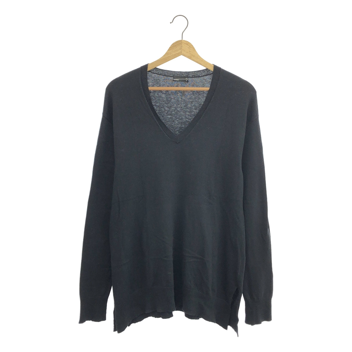 LAD MUSICIAN / 러드 뮤지션 | 코튼 캐시미어 슬릿 니트 스웨터 | 44 | 블랙 | 남성